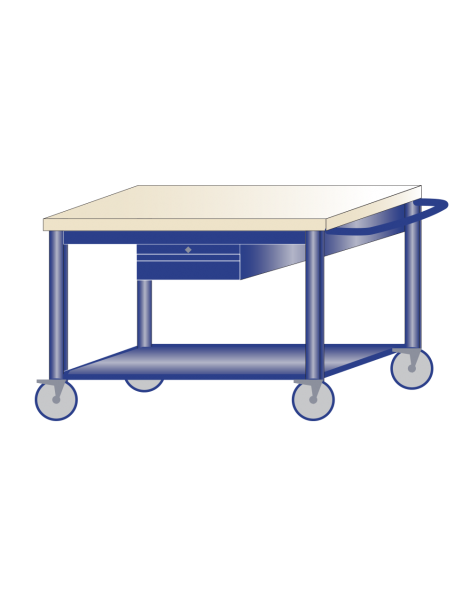 Banco da lavoro piano legno su ruote
